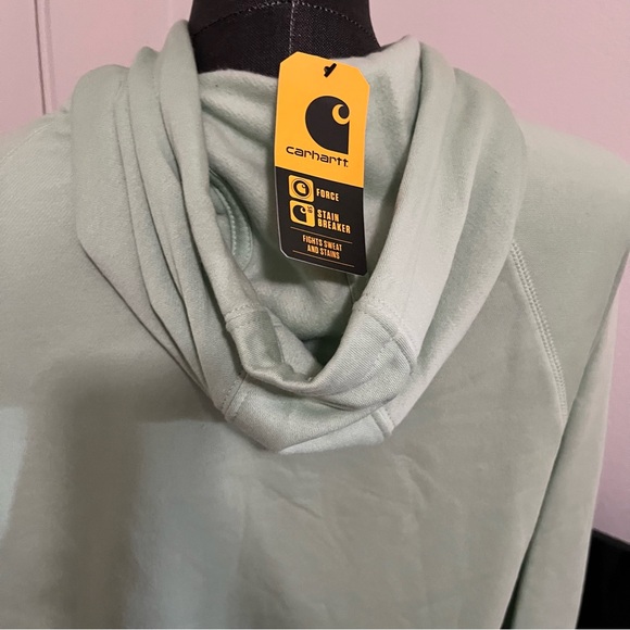 Carhartt Men's Light Green Force Relaxed Logo Sweatshirt Hoodie NWT Large Tall - Picture 9 of 11